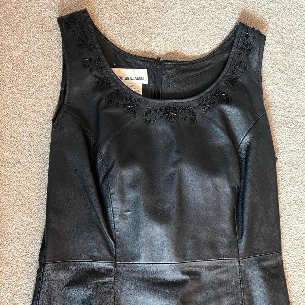 David Benjamin Black Leather Sequin Sleeveless Co… - image 1